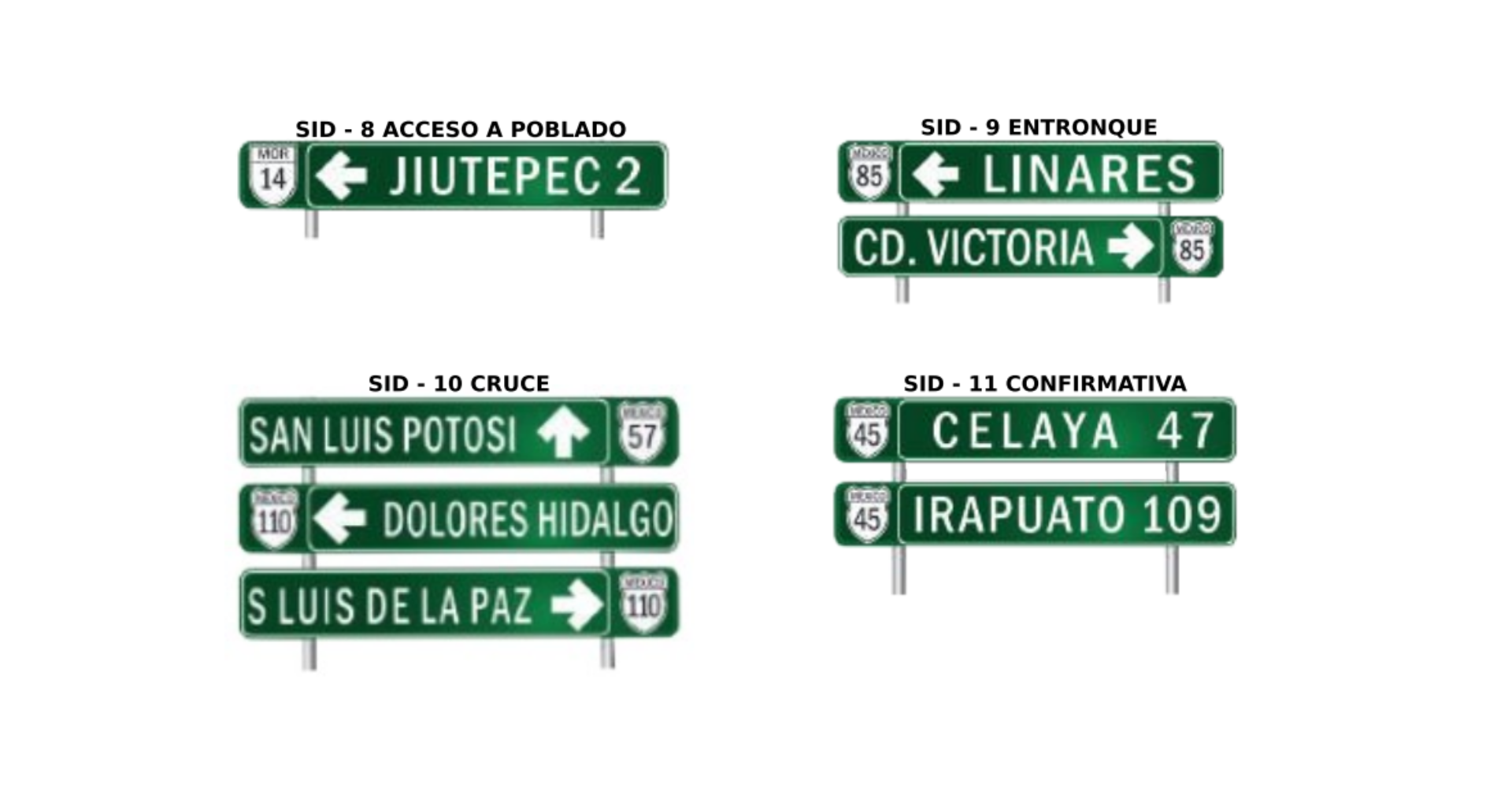 señalamientos informativos para carretera